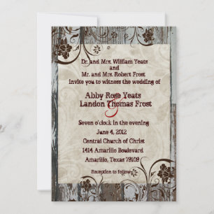 Wood and Parchment Swirl Wedding Invitations