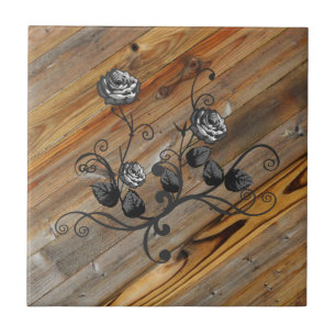 Wood And Roses Tile