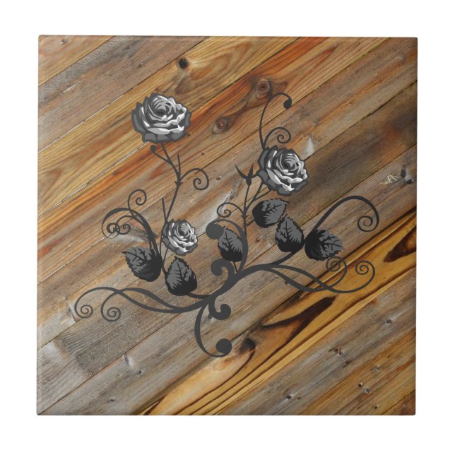 Wood And Roses Tile (Front)