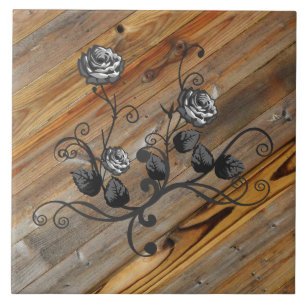 Wood And Roses Tile