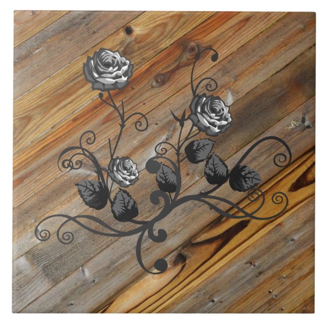 Wood And Roses Tile (Front)