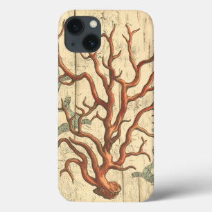 Wood and Small Coral iPhone 13 Case