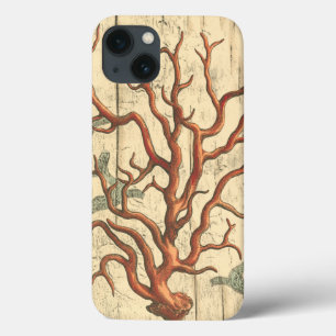 Wood and Small Coral iPhone 13 Case