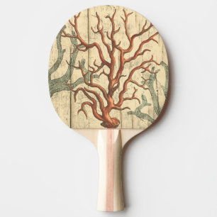 Wood and Small Coral Ping Pong Paddle
