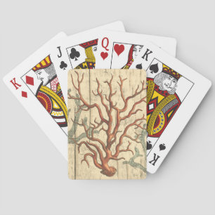 Wood and Small Coral Playing Cards