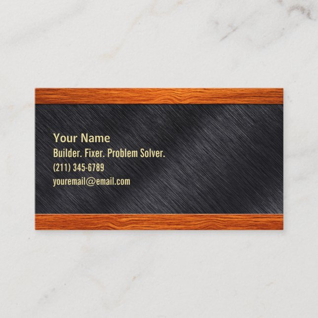 Wood and Steel Business Card for Contractor Or? (Front)