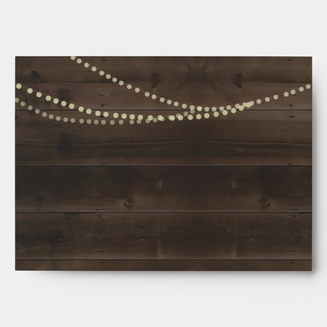 Wood and String Fairy Lights on Personalised Envelope (Front)