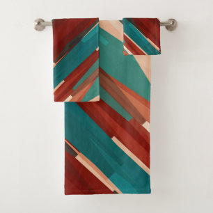 Wood and Turquoise Bath Towel Set