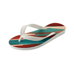 Wood and Turquoise Kid's Flip Flops