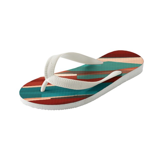 Wood and Turquoise Kid's Flip Flops (Angled)