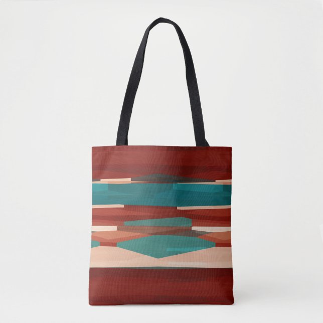 Wood and Turquoise Tote Bag (Front)
