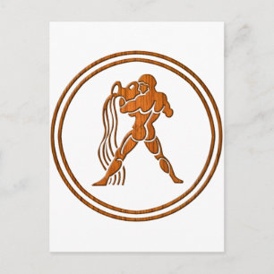 Wood Aquarius Zodiac Water Bearer Astrology Sign Postcard