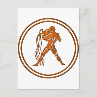 Wood Aquarius Zodiac Water Bearer Astrology Sign Postcard