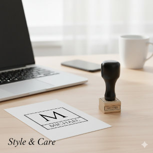 Wood Art Stamp Featuring Your Name and Initial