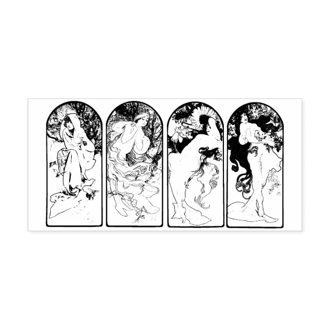 WOOD ART STAMP : MUCHA : THE SEASONS (Imprint)