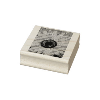 wood art stamp sunflower