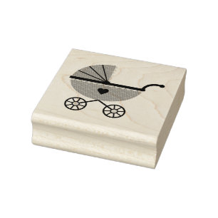 Wood Art Stamps/Baby Carriage Rubber Stamp