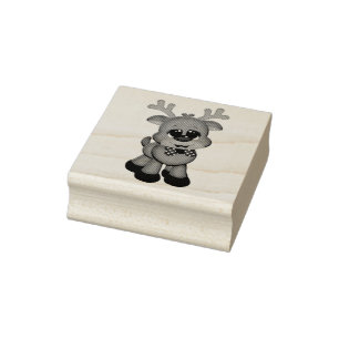 Wood Art Stamps/Cute Baby Rudolph Rubber Stamp