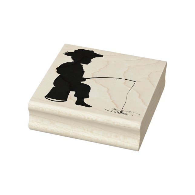Wood Art Stamps/Little Boy Fishing Rubber Stamp (Stamp)