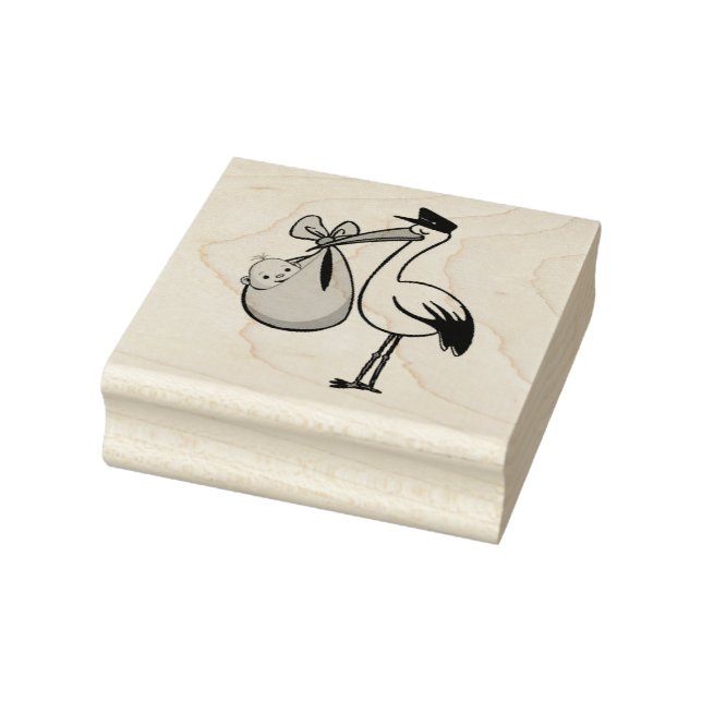 Wood Art Stamps/Stork with Baby Rubber Stamp (Stamp)