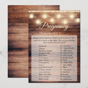 Wood Baby Boy Baby Shower Pregnancy Game Card