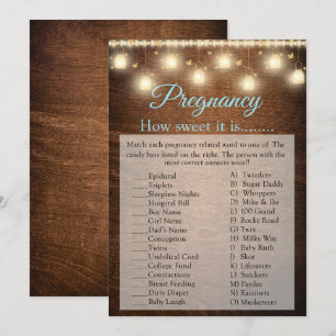 Wood Baby Boy Baby Shower Pregnancy Game Card