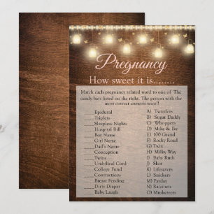 Wood Baby Girl Baby Shower Pregnancy Game Card