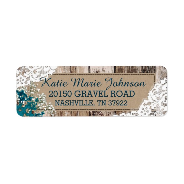 Wood Baby's Breath Lace Rustic Wedding Label (Front)