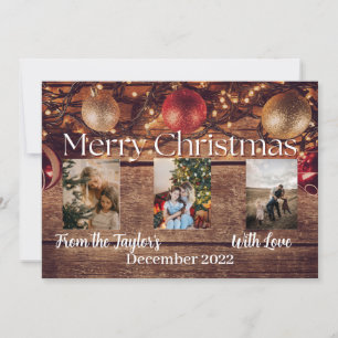 Wood Background Christmas Photo Card 