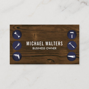 Wood Background   Hardware Tools Business Card