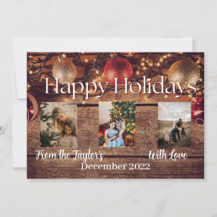 Wood Background Holiday Photo Card 