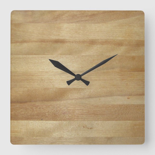 Wood Background, Joined Wood, Wood Texture Square Wall Clock (Front)