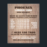 Wood Background, Lumber/Timber/Wood Yard Advert Flyer<br><div class="desc">Wood Background,  Lumber/Timber/Wood Yard Advertising Flyer by The Business Card Store.</div>