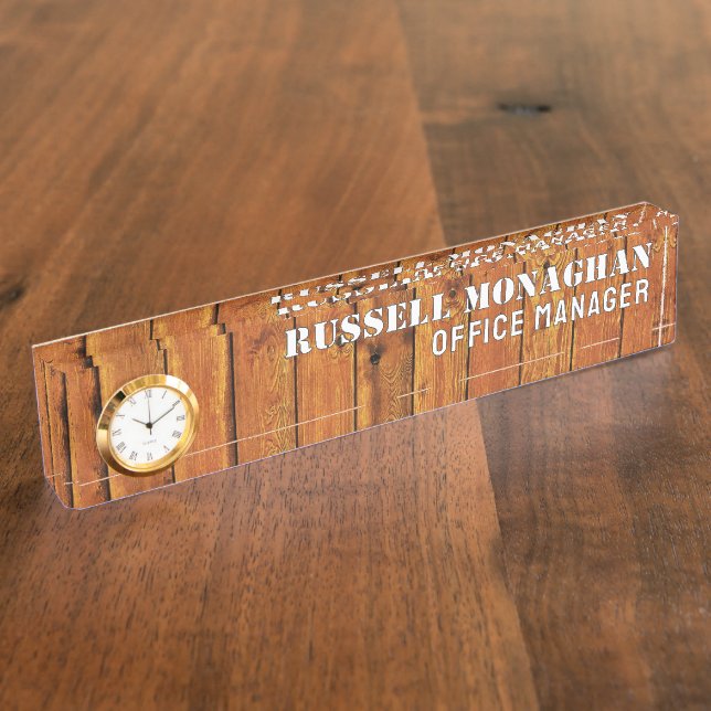 Wood Background Office Nameplate (Side)