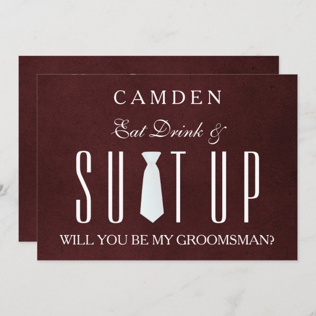 Wood Background Suitup Will you be my groomsman In Invitation (Front/Back)