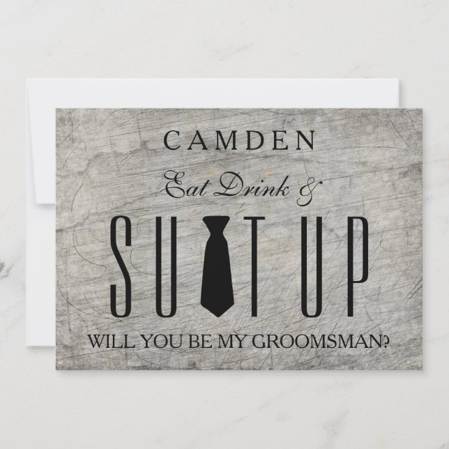 Wood Background Suitup Will you be my groomsman Invitation (Front)