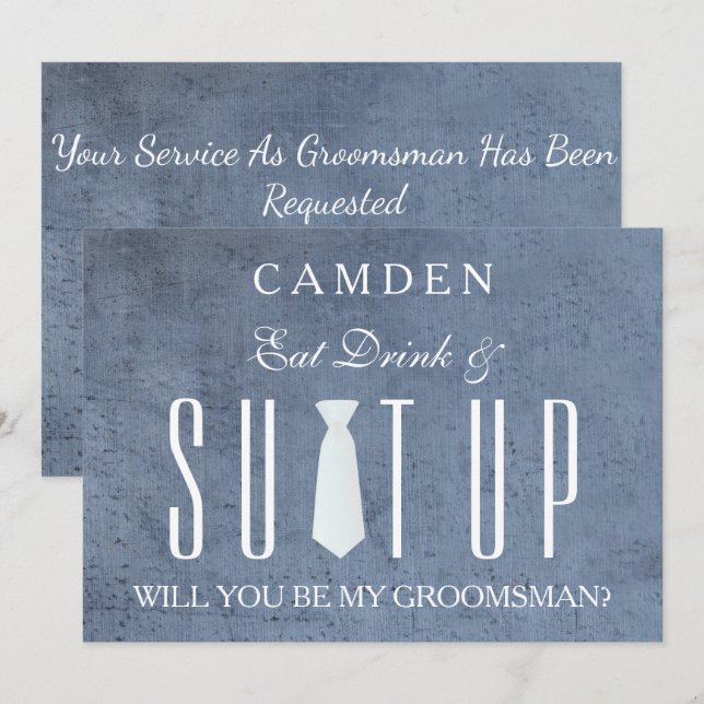Wood Background Suitup Will you be my groomsman Invitation (Front/Back)