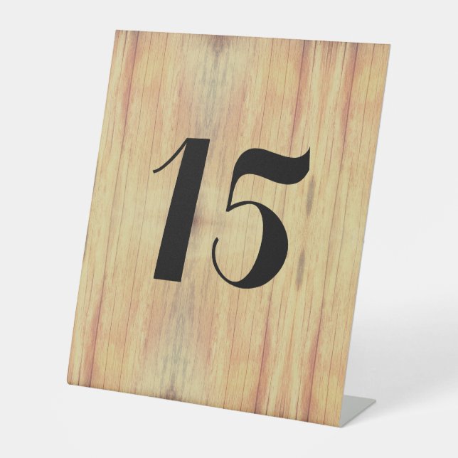 Wood Background Table Number  Pedestal Sign (Front)