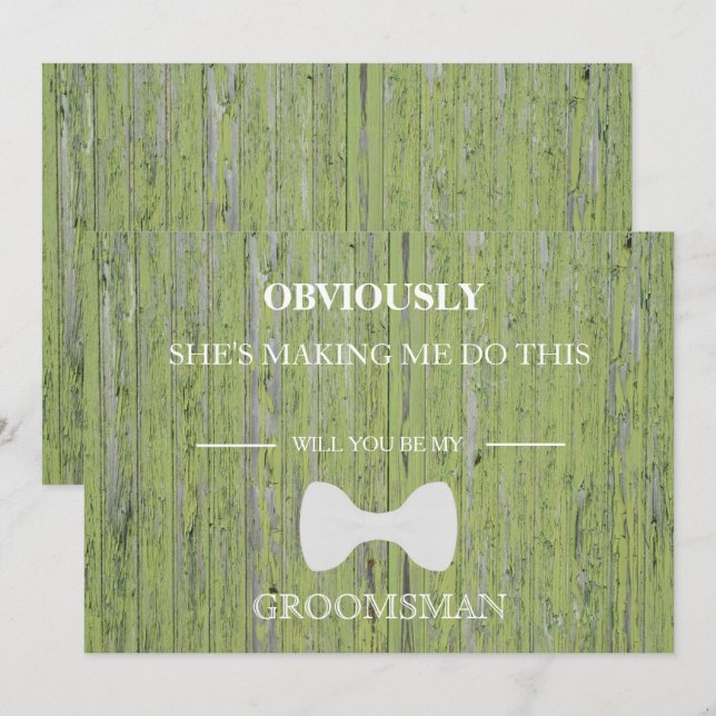 Wood Background Will  You  Be My Groomsman? Invitation (Front/Back)
