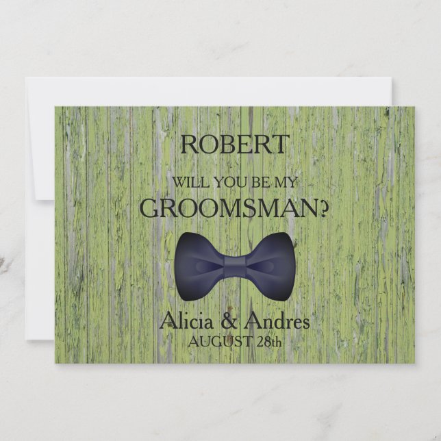 Wood Background Will you be my Groomsman? Invitation (Front)