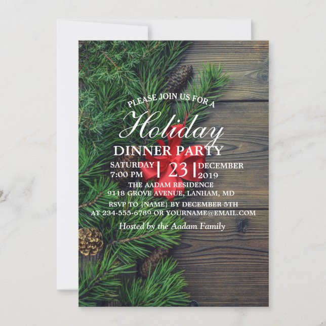 Wood background with christmas theme invitation (Front)