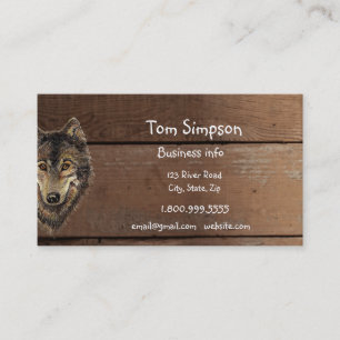 Wood Background Wolf Animal Wild West Theme Business Card