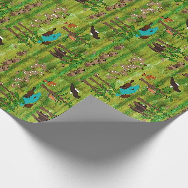 Wood Badge Critter Scenery Wrapping Paper (Corner)