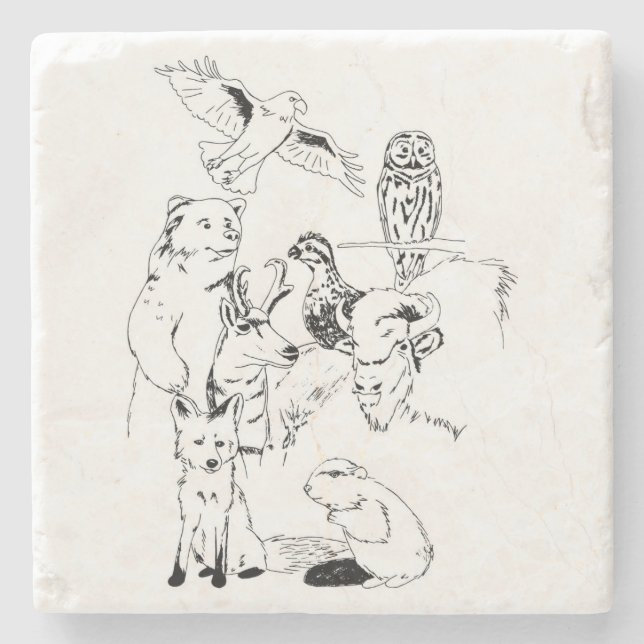 Wood Badge Critters Stone Coaster (Front)