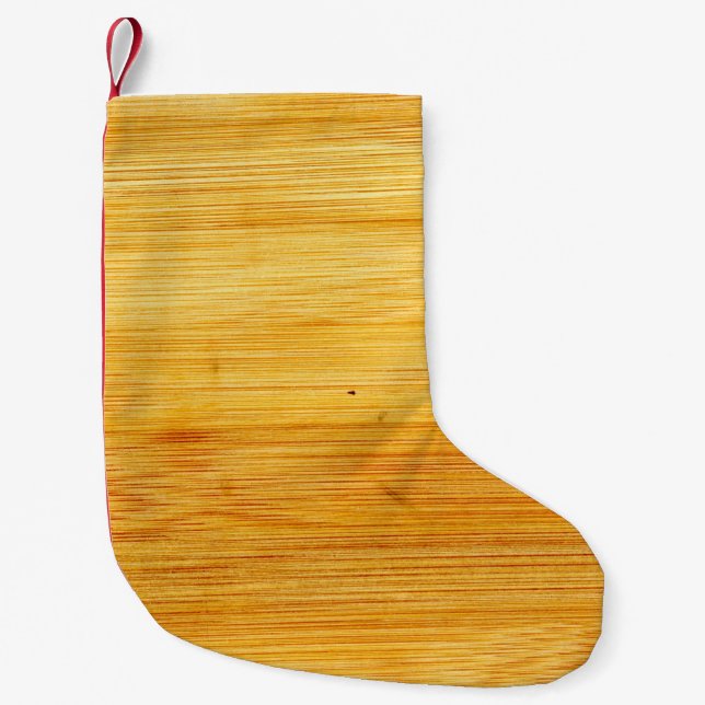 Wood bamboo background texture small christmas stocking (Front)