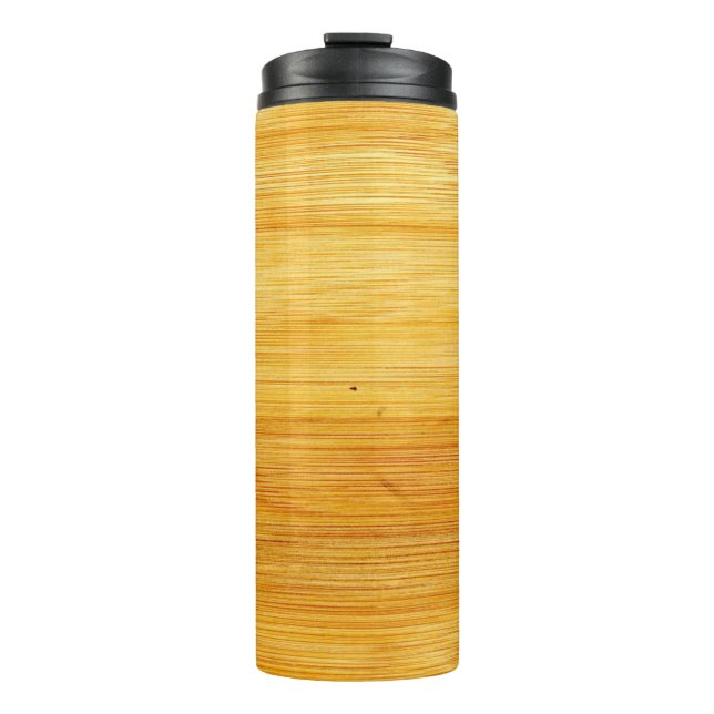Wood bamboo background texture thermal tumbler (Front)