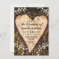 Wood Bark Baby Breath Heart Rustic Wedding
