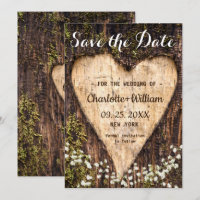 Wood Bark Baby Breath Heart Rustic Wedding