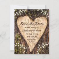 Wood Bark Baby Breath Heart Rustic Wedding