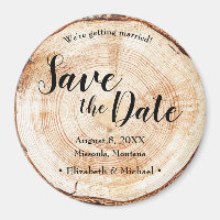Wood Bark Disc Rustic Wedding Save the Date 